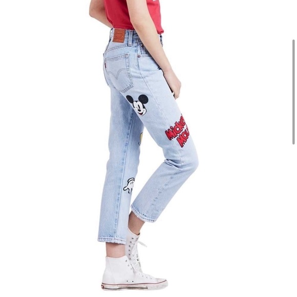 Levi’s x Disney Mickey Mouse 501 Straight Cropped Jeans Size 29 - Picture 3 of 5